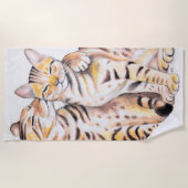 ベンガル猫二色アート ビーチタオル (正面)