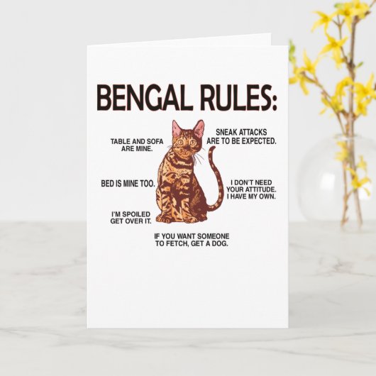ベンガル猫好きギフト猫オーナーロセットベンガル カード (黄色い花)
