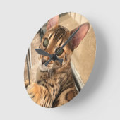 ベンガル猫時計 ラウンド壁時計 (傾斜)