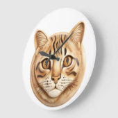 ベンガル猫3D インスパイア ラージ壁時計 (傾斜)