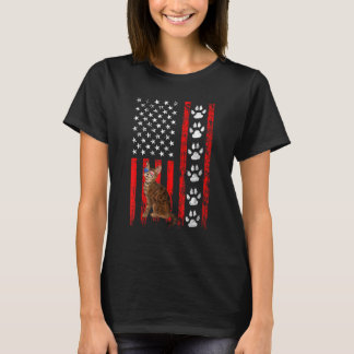 ベンガル猫 7月4日 愛国 アメリカ国旗 肉球 Tシャツ