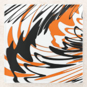 ベンガル色スクワイゴイのオレンジと黒い線 ガラスコースター (正面)