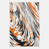 ベンガル色スクワイゴイのオレンジと黒い線 キッチンタオル (縦)