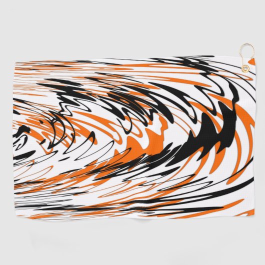 ベンガル色スクワイゴイのオレンジと黒い線 ゴルフタオル (横)