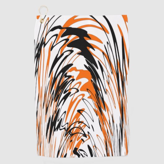 ベンガル色スクワイゴイのオレンジと黒い線 ゴルフタオル (正面)