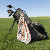 ベンガル色スクワイゴイのオレンジと黒い線 ゴルフタオル (グリーン)