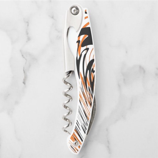 ベンガル色スクワイゴイのオレンジと黒い線 ソムリエナイフ (正面)