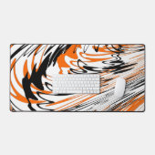ベンガル色スクワイゴイのオレンジと黒い線 デスクマット (キーボード&マウス)