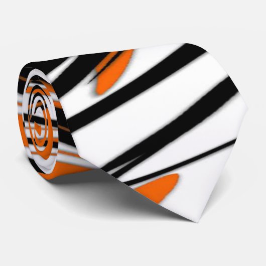 ベンガル色スクワイゴイのオレンジと黒い線 ネクタイ (ロール)