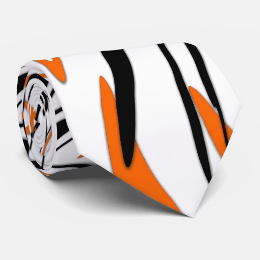 ベンガル色スクワイゴイのオレンジと黒い線 ネクタイ (ロール)