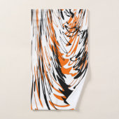 ベンガル色スクワイゴイのオレンジと黒い線 バスタオルセット (ハンドタオル)