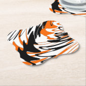 ベンガル色スクワイゴイのオレンジと黒い線 ペーパーコースター (アングル)