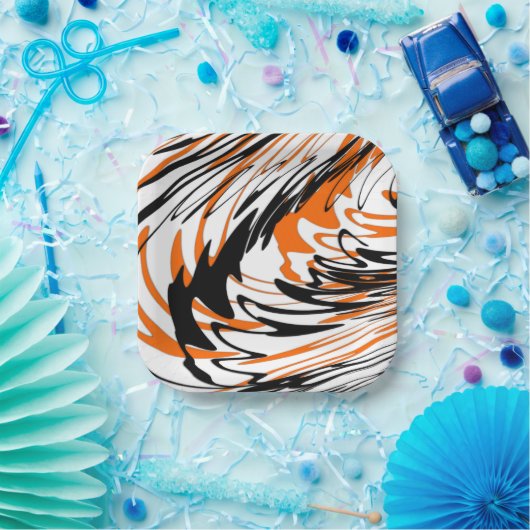 ベンガル色スクワイゴイのオレンジと黒い線 ペーパープレート (パーティー)