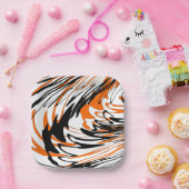 ベンガル色スクワイゴイのオレンジと黒い線 ペーパープレート (パーティー)