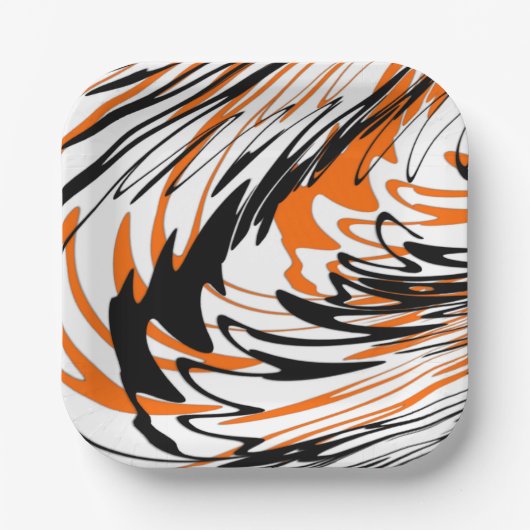 ベンガル色スクワイゴイのオレンジと黒い線 ペーパープレート (正面)