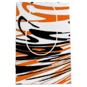 ベンガル色スクワイゴイのオレンジと黒い線 ミディアムペーパーバッグ (正面)