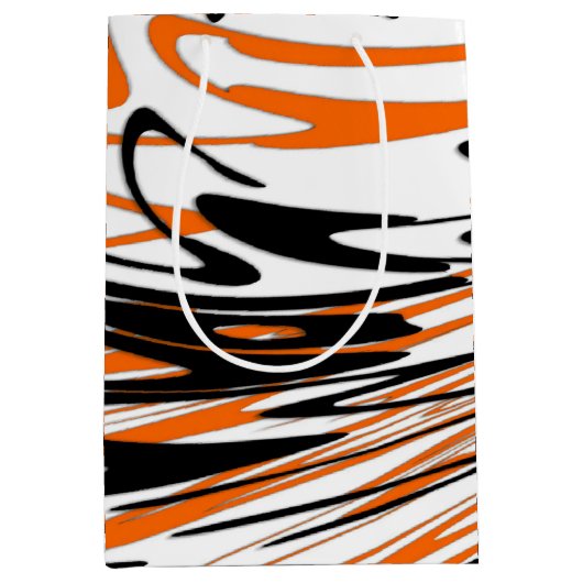 ベンガル色スクワイゴイのオレンジと黒い線 ミディアムペーパーバッグ (正面)