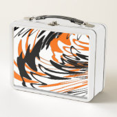 ベンガル色スクワイゴイのオレンジと黒い線 メタルランチボックス (正面)