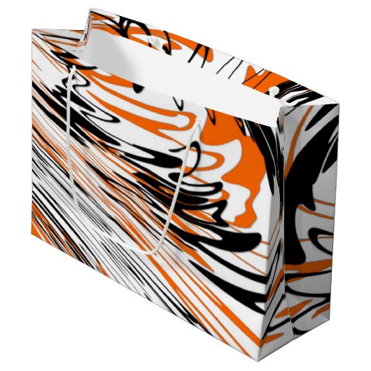 ベンガル色スクワイゴイのオレンジと黒い線 ラージペーパーバッグ (正面アングル)