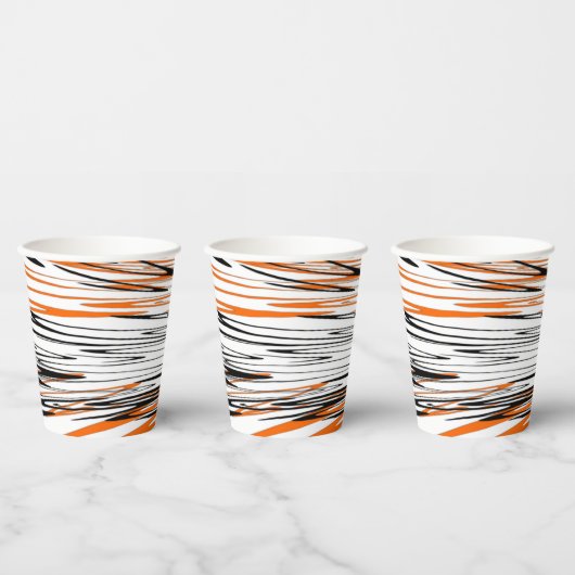 ベンガル色スクワイゴイのオレンジと黒い線 紙コップ (複数)