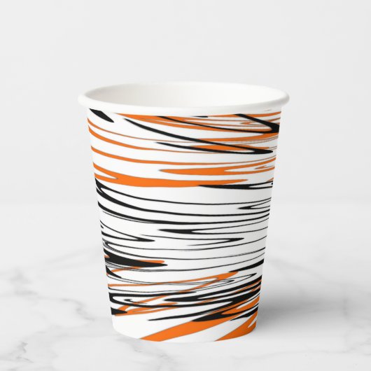 ベンガル色スクワイゴイのオレンジと黒い線 紙コップ (正面)