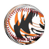 ベンガル色スクワイゴイのオレンジと黒い線 野球ボール (正面左)