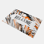 ベンガル色Squigglyラインへようこそ ドアマット (アングル)