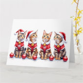 ベンガル 猫 クリスマス ドレス サンタ帽子 カード (黄色い花)