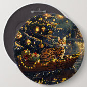 ベンガル 猫 クリスマス 祭典の旅 缶バッジ (正面&裏面)