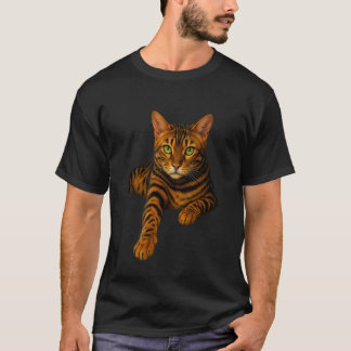ベンガル 猫 グリーンアイ リアリスティック ポートレート ネコ科 愛好家 Tシャツ