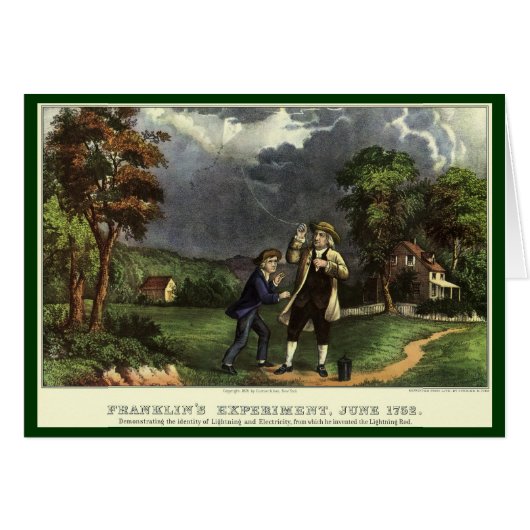 ベンジャミンフランクリンの凧と稲妻実験 (正面横)