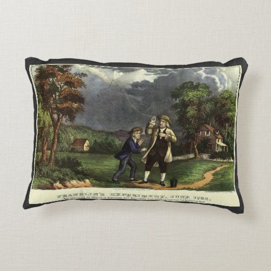 ベンジャミンフランクリンの凧と稲妻実験 アクセントクッション (裏面)