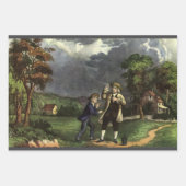 ベンジャミンフランクリンの凧と稲妻実験 ラッピングペーパーシート (正面)