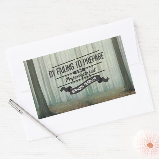 ベンジャミンフランクリン感動的引用文「準備」 長方形シール (封筒)