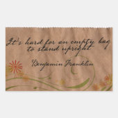 ベンジャミンフランクリン感動的引用文「空のバッグ」 長方形シール (正面)