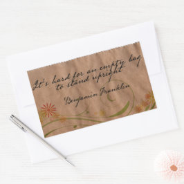 ベンジャミンフランクリン感動的引用文「空のバッグ」 長方形シール