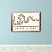 ベンジャミンフランクリン政治漫画に参加するか死ぬ キャンバスプリント (インサイチュ (ウッドフロア))