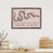 ベンジャミンフランクリン政治漫画に参加するか死ぬ ポスター (キッチン)