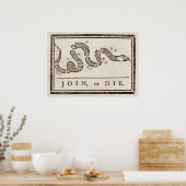 ベンジャミンフランクリン政治漫画に参加するか死ぬ ポスター (キッチン)