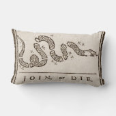 ベンジャミンフランクリン政治漫画に参加するか死ぬ ランバークッション (裏面)