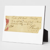 ベンジャミンフランクリン署名小切手1787年10月2日 フォトプラーク (側面)