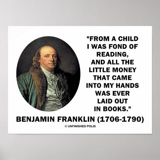 ベンジャミンフランクリン読ズ・マネー引用文 ポスター (正面)
