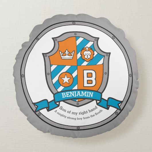 ベンジャミンレターB名とは紋章シールドを意味する ラウンドクッション (正面)