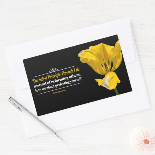 ベンジャミン感動的ハイドン引用文「原則」 長方形シール (封筒)