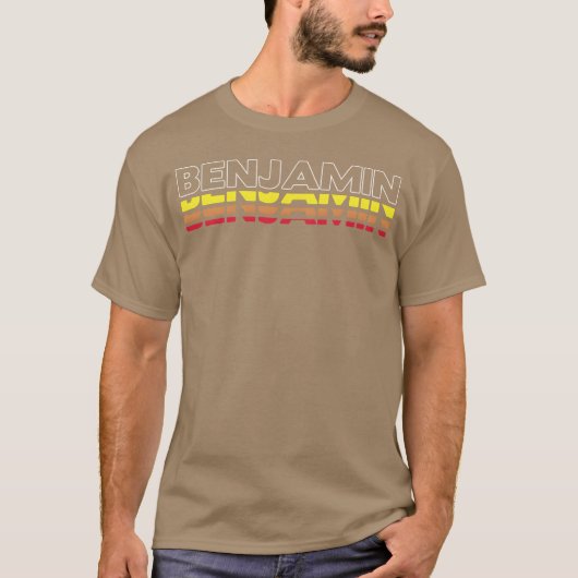 ベンジャミン おもしろ ビンテージ 夕日 名前入り ベンジャミン Tシャツ (正面)