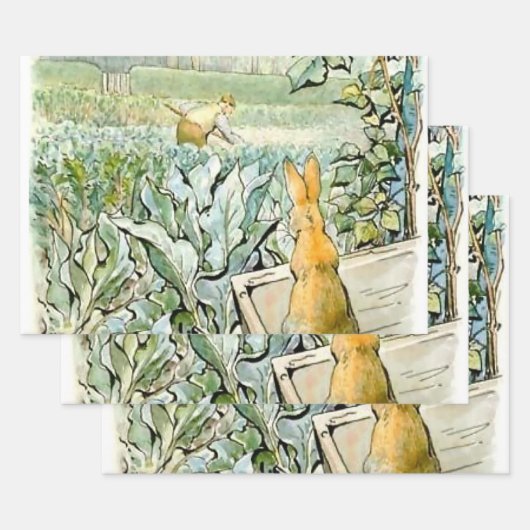 「ベンジャミン・バニー、ファーマー・ブラウンを観察」 by ビアトリックス・P ラッピングペーパーシート (セット)