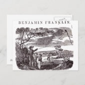ベンジャミン・フランクリンが凧の実験を行う ポストカード (正面/裏面)