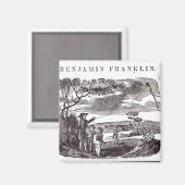 ベンジャミン・フランクリンが凧の実験を行う マグネット (正面/裏面)