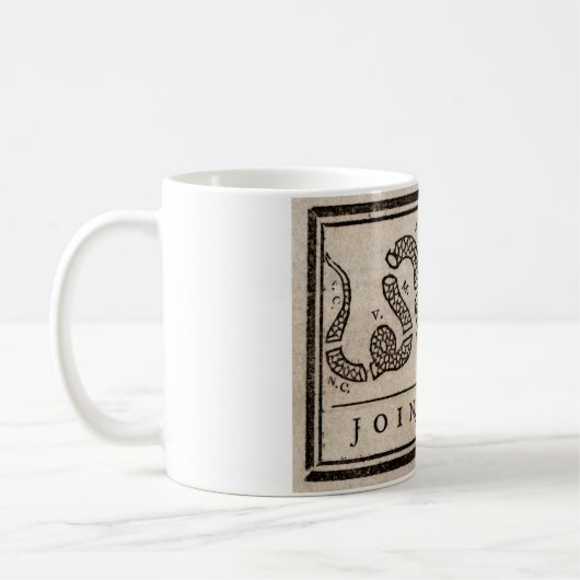 ベンジャミン・フランクリンによって政治漫画結合しますか、または死んで下さい コーヒーマグカップ (左)