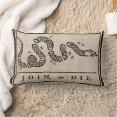 ベンジャミン・フランクリンによって政治漫画結合しますか、または死んで下さい ランバークッション (ブランケット)